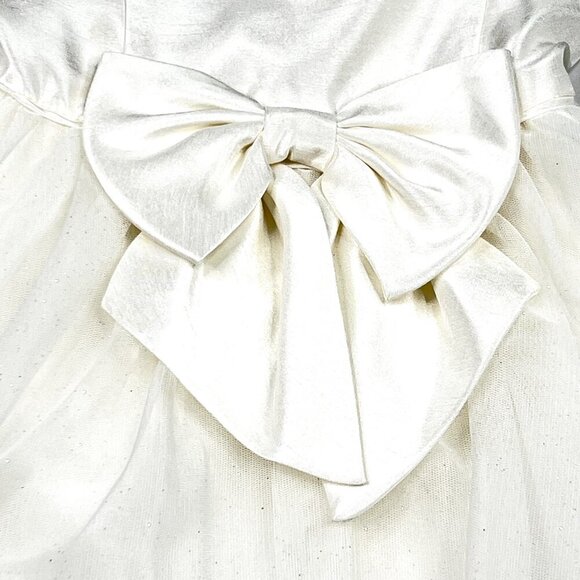Zunie Girls' Fit & Flare Sleeveless Off-White Satin Bow Tule Party Dress Size 6 - Picture 3 of 7